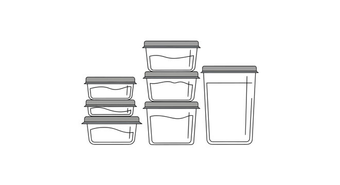 Set Of Stackable Plastic Storage Containers With Lids.