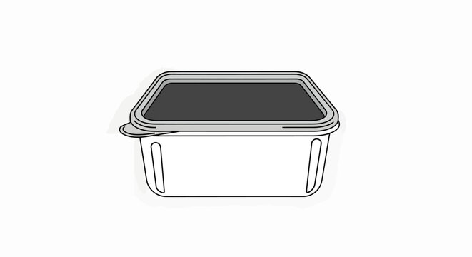 Empty Plastic Food Storage Container With Lid Isolated.