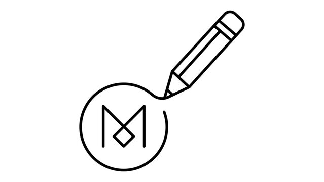 Professional logo sketch vector icon featuring a creative design process with an editable stroke, customizable thin line illustration ideal for corporate branding and minimalist business concepts.