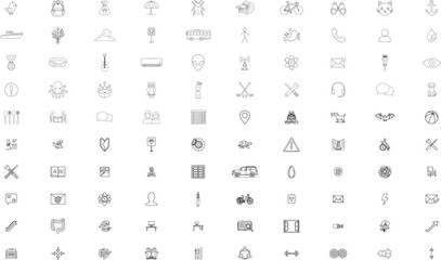 Hand-Drawn Vector Icon Set Collection Bundle Featuring 100 Hand-Traced Minimalist Line Art Icons Saved As Single EPS File For Design Projects Nature Technology Health And Lifestyle Themes © Ehtsham