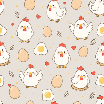 seamless pattern with chicken and egg.