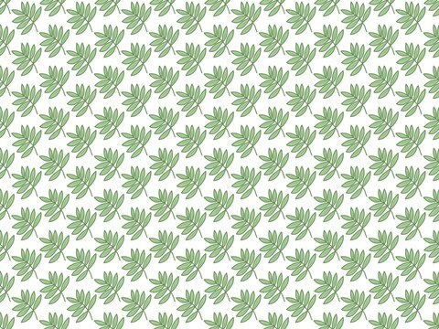 Symmetrical Diagonal Fern Leaf Line Art Seamless Pattern