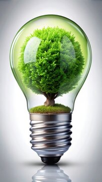 A green glowing orb inside a light bulb