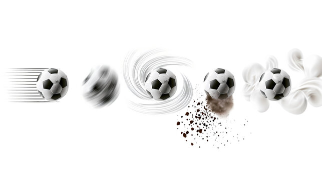 A soccer ball in motion on transparent background