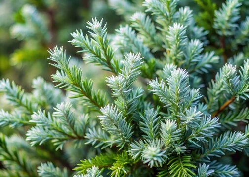 Forest of juniper tree branches with soft