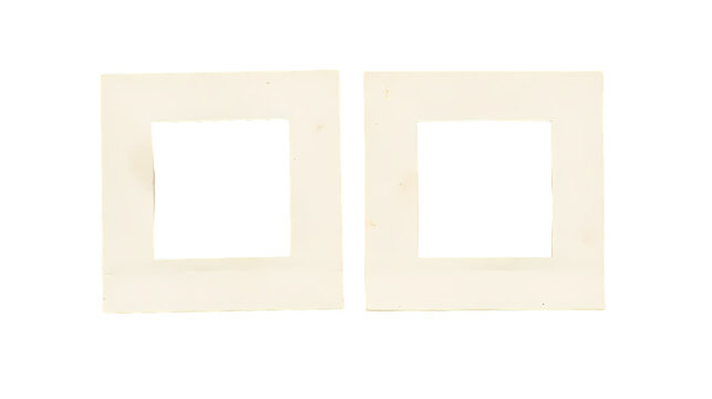 Two empty picture frames on transparent background