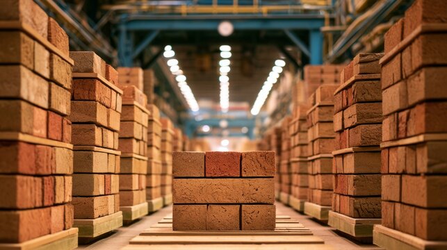Neatly Arranged Refractory Bricks in Drying Chamber of Industrial Facility