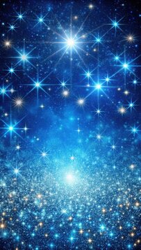 Glittering celestial night sky with vibrant blue sparkle background