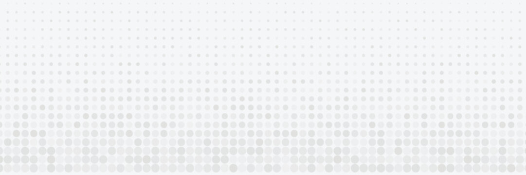 Abstract gray halftone dots gradient background with a smooth fade effect on a clean white backdrop. Modern geometric vector pattern ideal for business presentations, banners