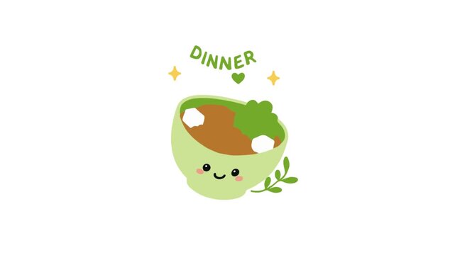 Dinner food funny flat design video motion suitable to your food, brand, display, template, advertise, business, marketing, and more
