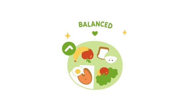 Happy food health for child flat design video motion suitable to your health, diet, brand, display, advertise, template, kids, business, food, marketing, and more