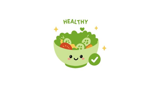 Healthy funny food flat design video motion suitable to your food, brand, display, template, advertise, business, marketing, and more