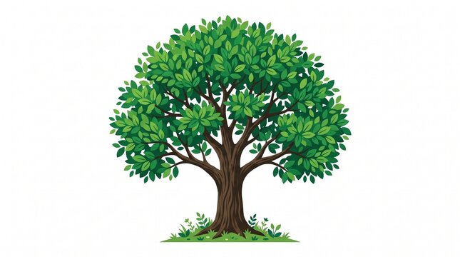 Lush green tree illustration perfect for nature themed designs and eco friendly branding