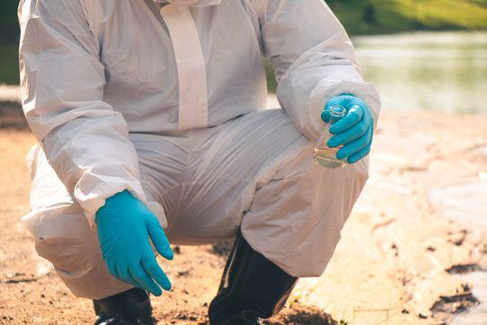 Professional laboratory examination of water samples for contamination detection.
