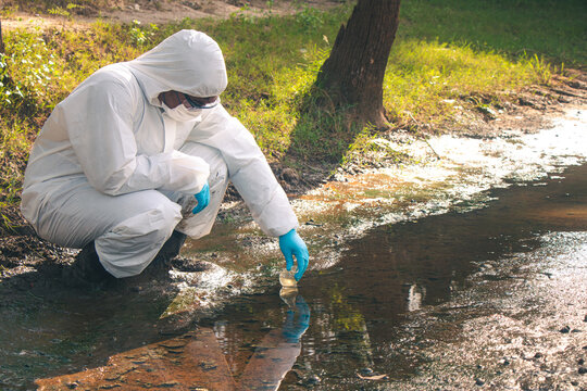 Environmental researcher analyzing water samples to protect ecosystems and natural water resources.