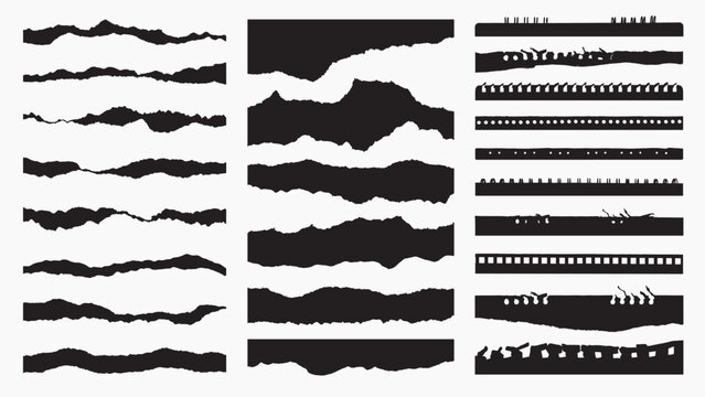 Torn paper edge silhouette collection vector