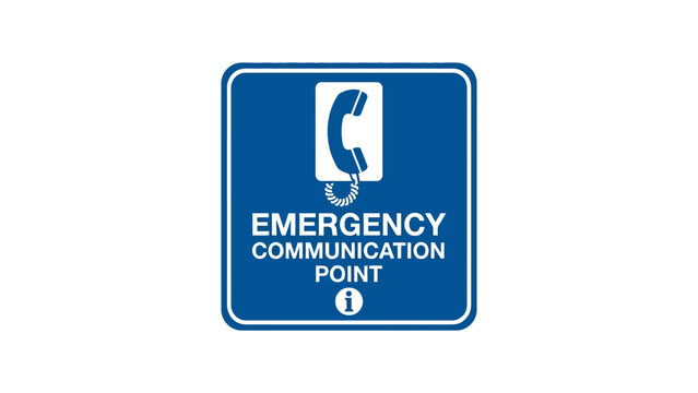 Emergency Communication Point Sign with Phone Icon and Information Symbol