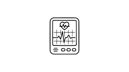 Fototapeta premium Heart Rate Monitor Vector Icon Illustration: Minimalist Hand-Drawn Outline Design for Medical Health Monitoring, ECG Tracking, Wellness Technology, and Healthcare Applications - Scalable SVG