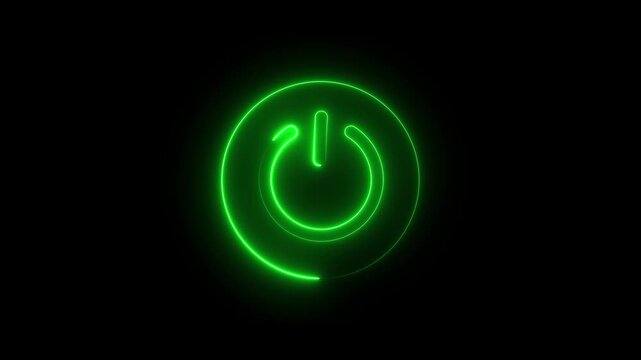 Power batton icon animation on black background. power baton on off.