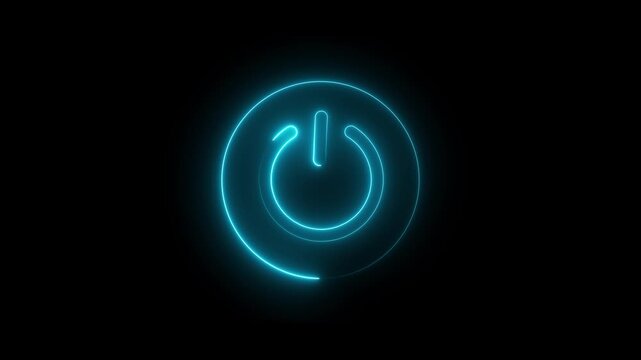 Power batton icon animation on black background. power baton on off.