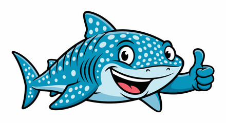 Fototapeta premium Happy Cartoon Whale Shark Giving Thumbs Up.
