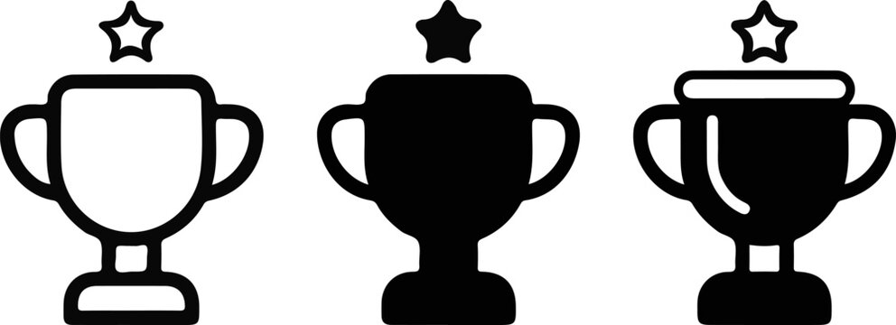 First second and third place trophies achievement recognition icons