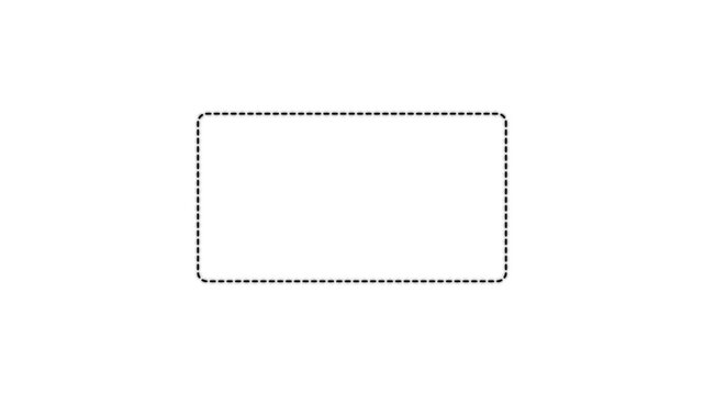 Simple black dashed line rectangle frame isolated on a white background for digital overlay and user interface
