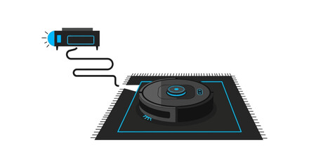 Fototapeta premium Modern Robot Vacuum Cleaner with Smart Home Mapping Sensor Vector Illustration