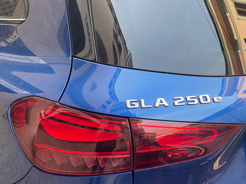 Mercedes Benz GLA 250e providing sustainable urban electric mobility in Cremona, Lombardy, Italy
