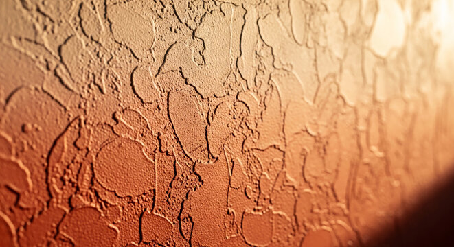 Textured surface with gradient of warm orange and brown hues, showing depth and shadow, suggesting a natural, earthy feel