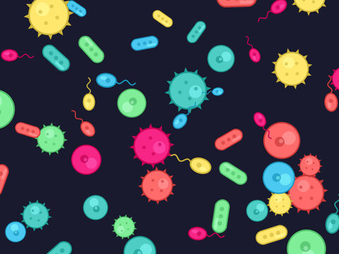 Cute Bacteria Microorganisms Science Pattern Design
