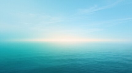 Fototapeta premium Blue Sky and Sea Horizon with Soft White Clouds, Sunlight Reflection on Ocean Waves and Peaceful Summer Seascape Landscape Background Inspired by Nature and Travel Beauty