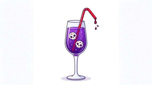 Cocktail glass with purple swirl and dollar signs being filled. Vibrant money-themed drink for financial success and wealth concepts.