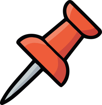 Red push pin icon. Isolated vector illustration of a thumbtack for office notes.