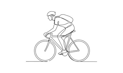 Obraz premium Continuous single line drawing of cyclist commuter with commuter lifestyle transportatio