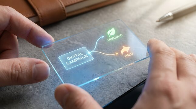 Digital marketing strategy concept organic vs paid campaign analysis