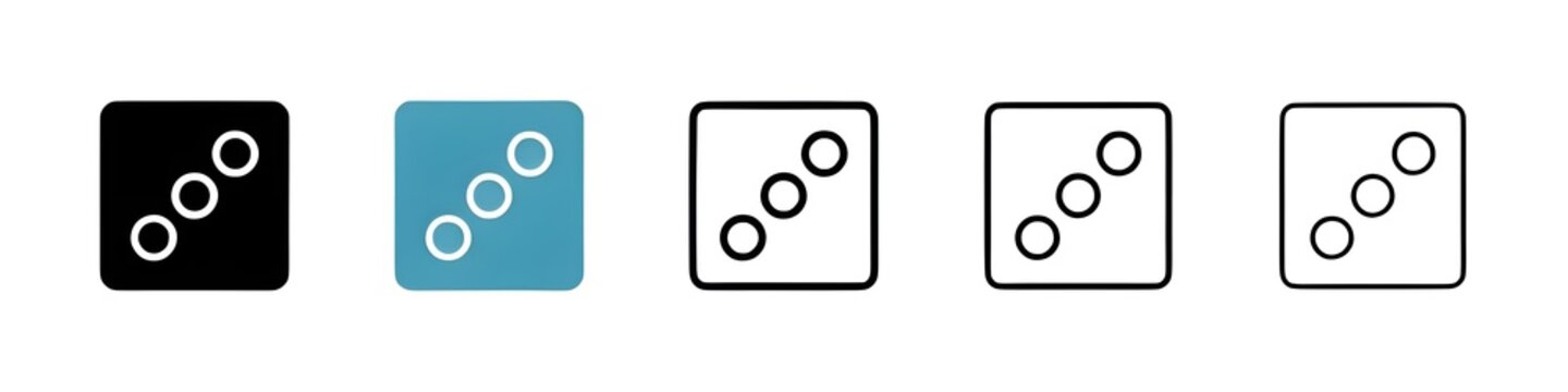 Dice three line icon set. game number three dot cube line icon. casino rolling dice icon for UI designs. Thin line customizable illustration. Symbol. Vector isolated outline drawing. Editable stroke