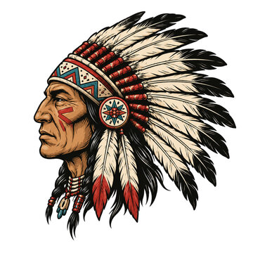 indian chief head vector