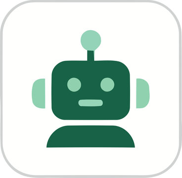 Robot icon for artificial intelligence. Digital bot symbol for tech interface design.