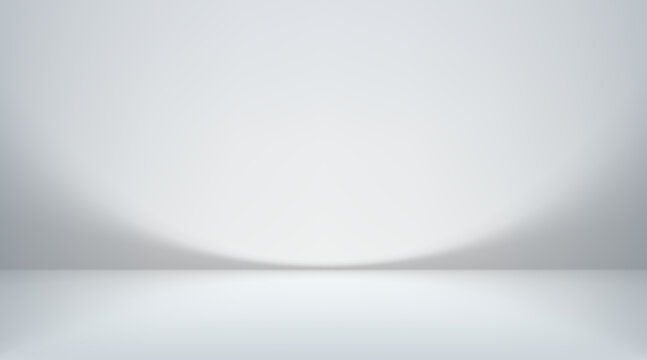 Modern grey studio background with soft gradient floor creates clean abstract space for product presentation. Bg 3d render room. Vector illustration