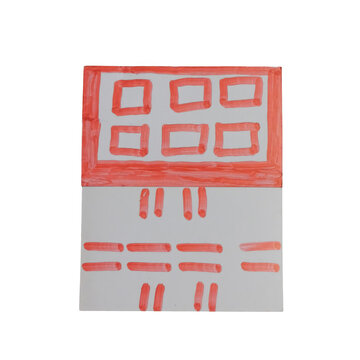 Red letter tiles spelling house with scrabble blocks made by torn paper 