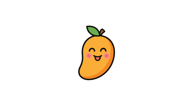 Sweet kawaii mango mascot with glowing rosy cheeks