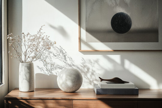 Serene Still Life with Minimalist Decor and Natural Shadows