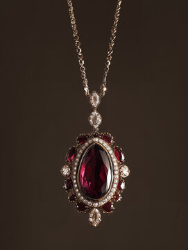 Exquisite Ruby and Diamond Pendant Necklace on Chain