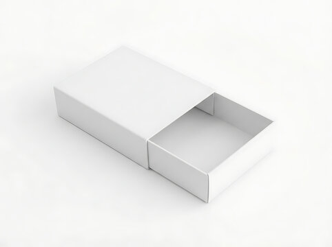White sliding drawer box mockup. Blank cardboard package for product branding design.