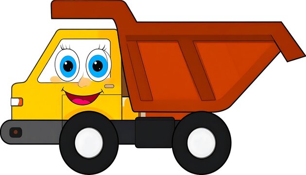 Cute smiling delivery truck cartoon illustration.