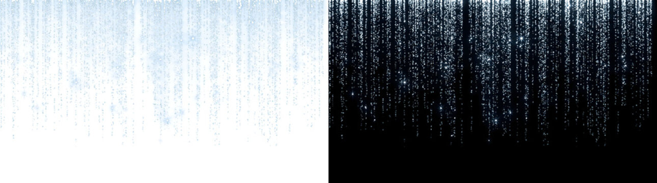 Blue digital rain matrix code creates falling data stream pattern for cyber technology featuring PNG, Transparent and Black Background Versions for design