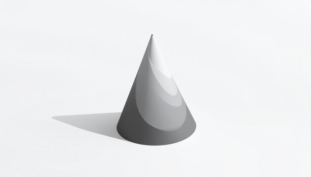 Minimalist Cone Object with Shadow on White Background