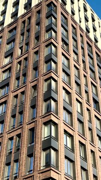 Modern residential tower, window rhythm: bottom‑to‑top move (vertical)