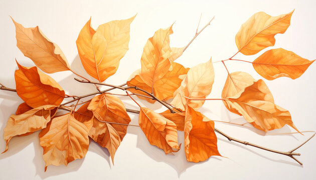 Autumn Leaves on Branch for Seasonal Decoration